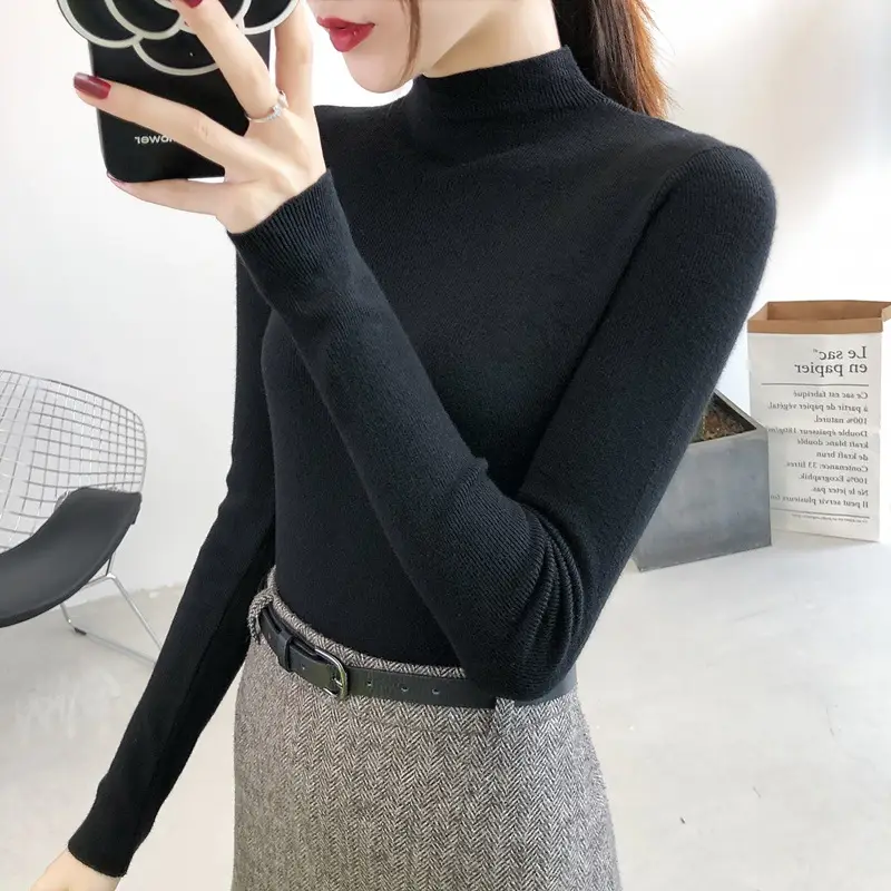 Women's Half Turtleneck Knitwear Long Sleeve Top — feature 2