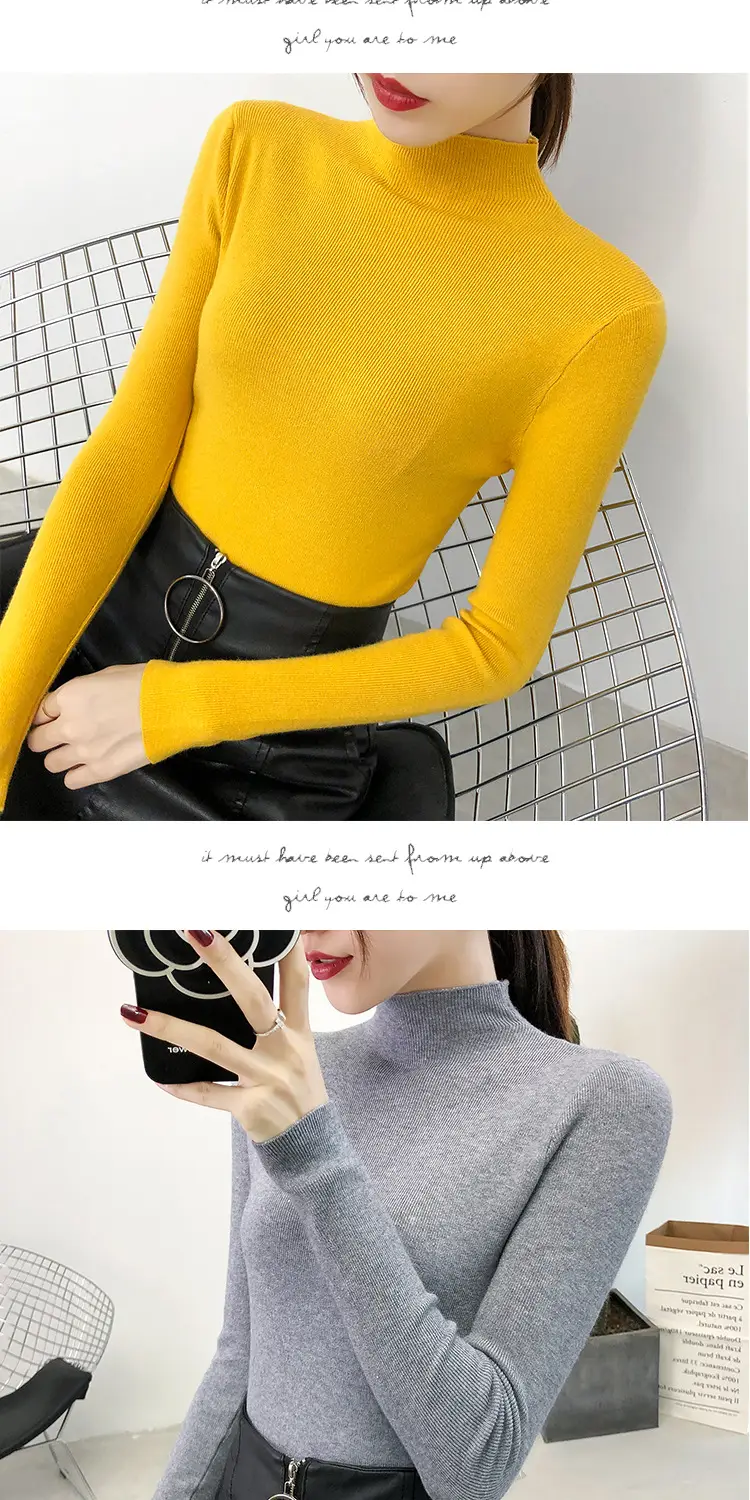 Women's Half Turtleneck Knitwear Long Sleeve Top — feature 21