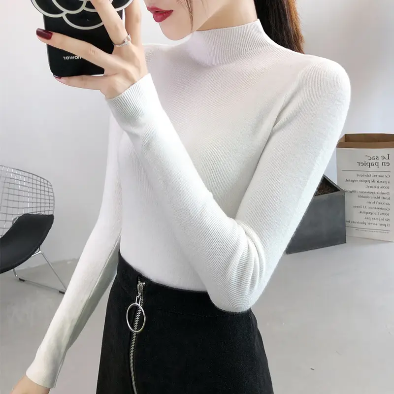 Women's Half Turtleneck Knitwear Long Sleeve Top — feature 4