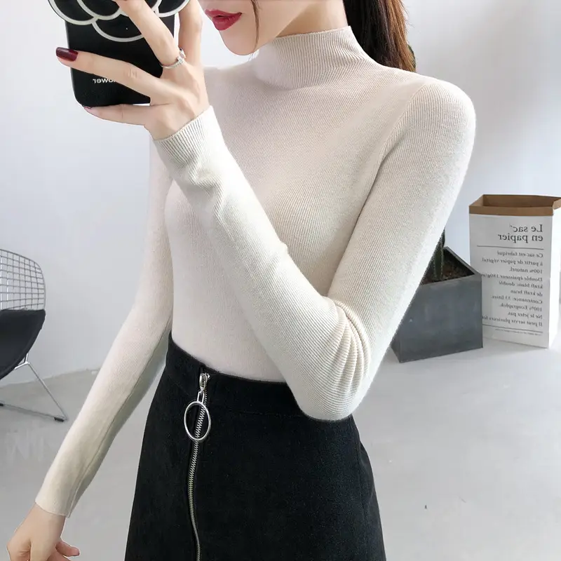 Women's Half Turtleneck Knitwear Long Sleeve Top — feature 7