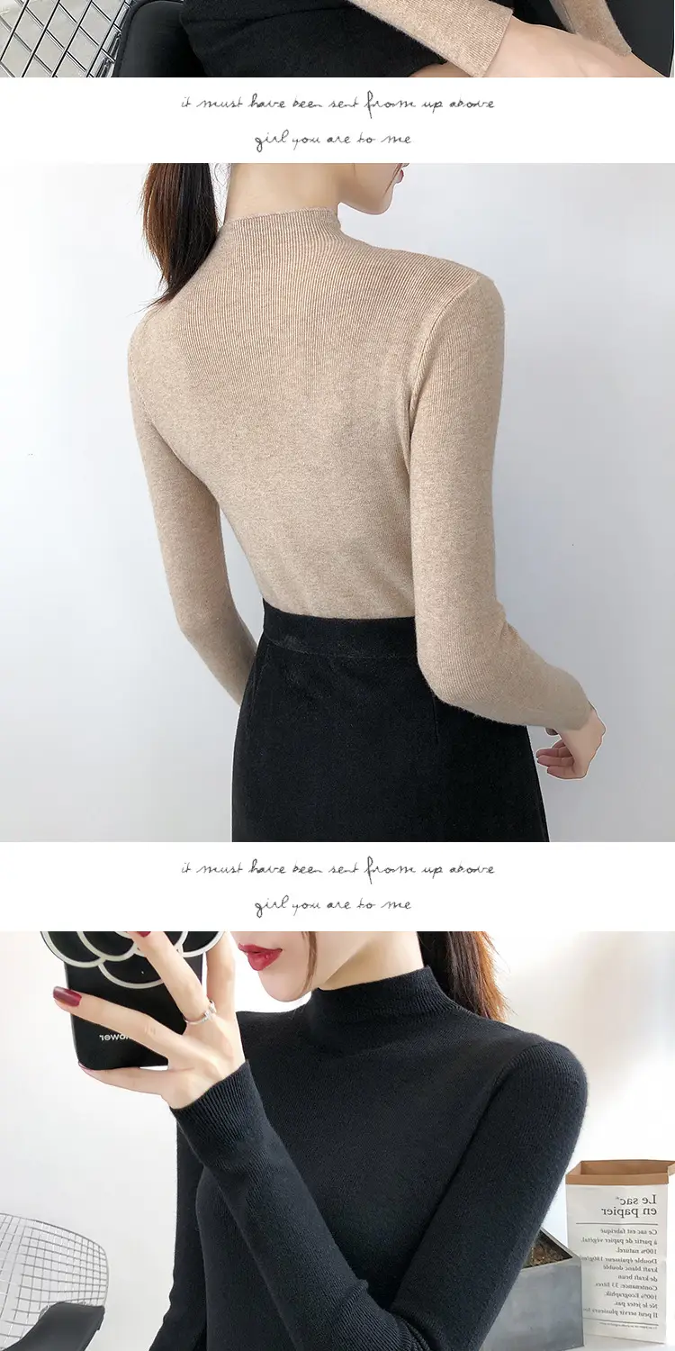 Women's Half Turtleneck Knitwear Long Sleeve Top — feature 9