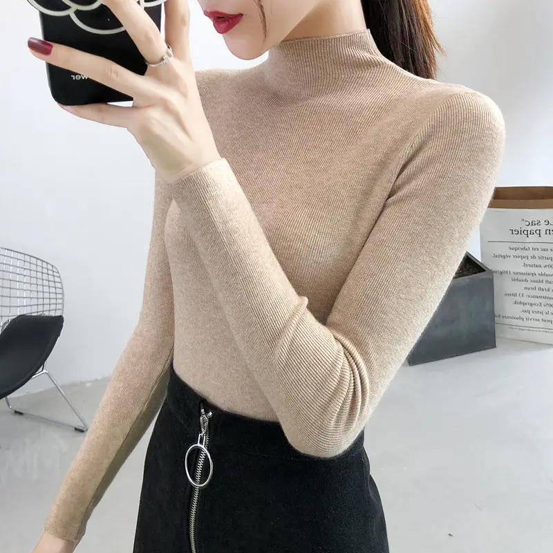 Women's Half Turtleneck Knitwear Long Sleeve Top - Image 2