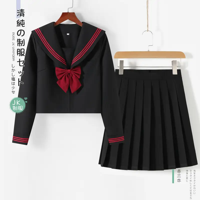 Black Pleated School Skirt 65cm Factory - Image 3