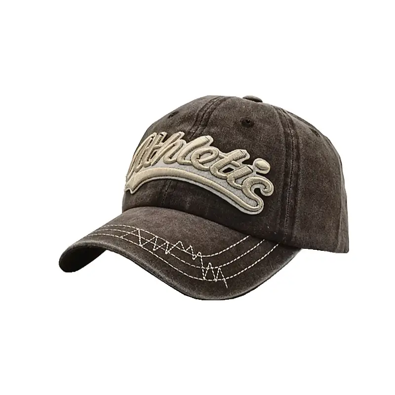 Men's Old Washed Embroidered Baseball Cap Red Black Grey - Image 3