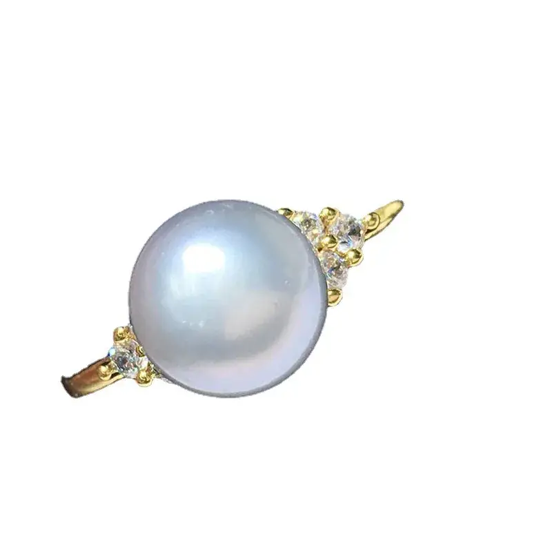 Elegant Grey Pearl Ring 8-9mm 18K Gold Plated - Image 6