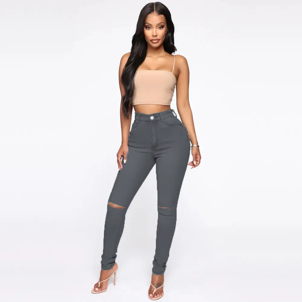 Women Sexy Blue Tight Jeans Large Size - Image 7