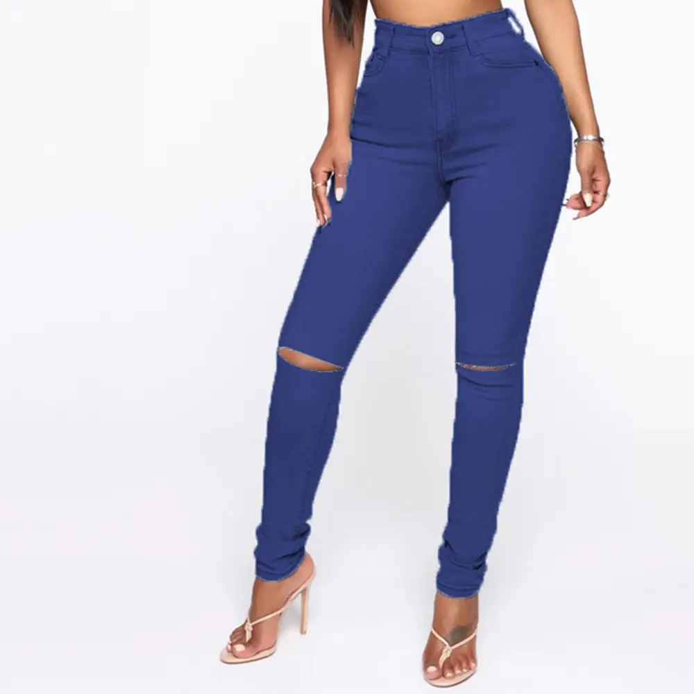 Women Sexy Blue Tight Jeans Large Size - Image 3