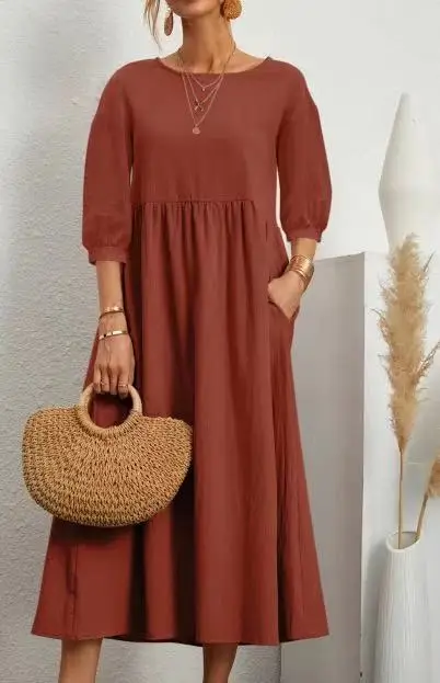 2025 Cross-Border Dress with Lantern Sleeve A-Line - Image 3