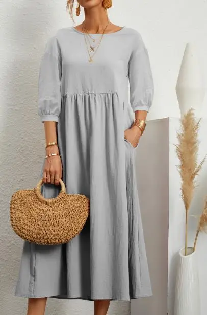 2025 Cross-Border Dress with Lantern Sleeve A-Line - Image 4