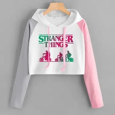 Women's White Pink Hooded Sweatshirt with Letter Print - Image 14