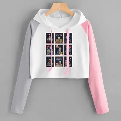 Women's White Pink Hooded Sweatshirt with Letter Print - Image 17