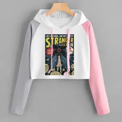 Women's White Pink Hooded Sweatshirt with Letter Print - Image 19