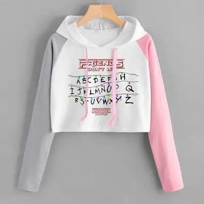 Women's White Pink Hooded Sweatshirt with Letter Print - Image 23