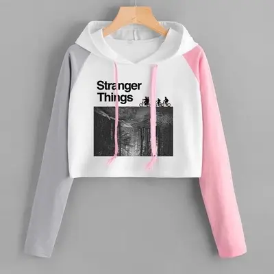 Women's White Pink Hooded Sweatshirt with Letter Print - Image 8