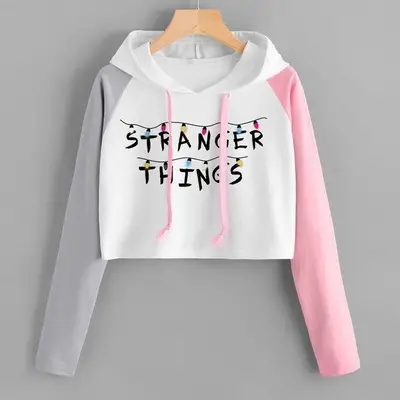 Women's White Pink Hooded Sweatshirt with Letter Print - Image 9