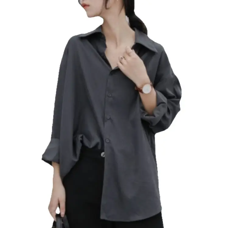 2026 Cool Vintage Gray Textured Shirt for Women - Image 7