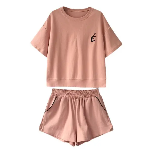 Women Pink Loose Two-Piece Summer Sports Suit - Image 8