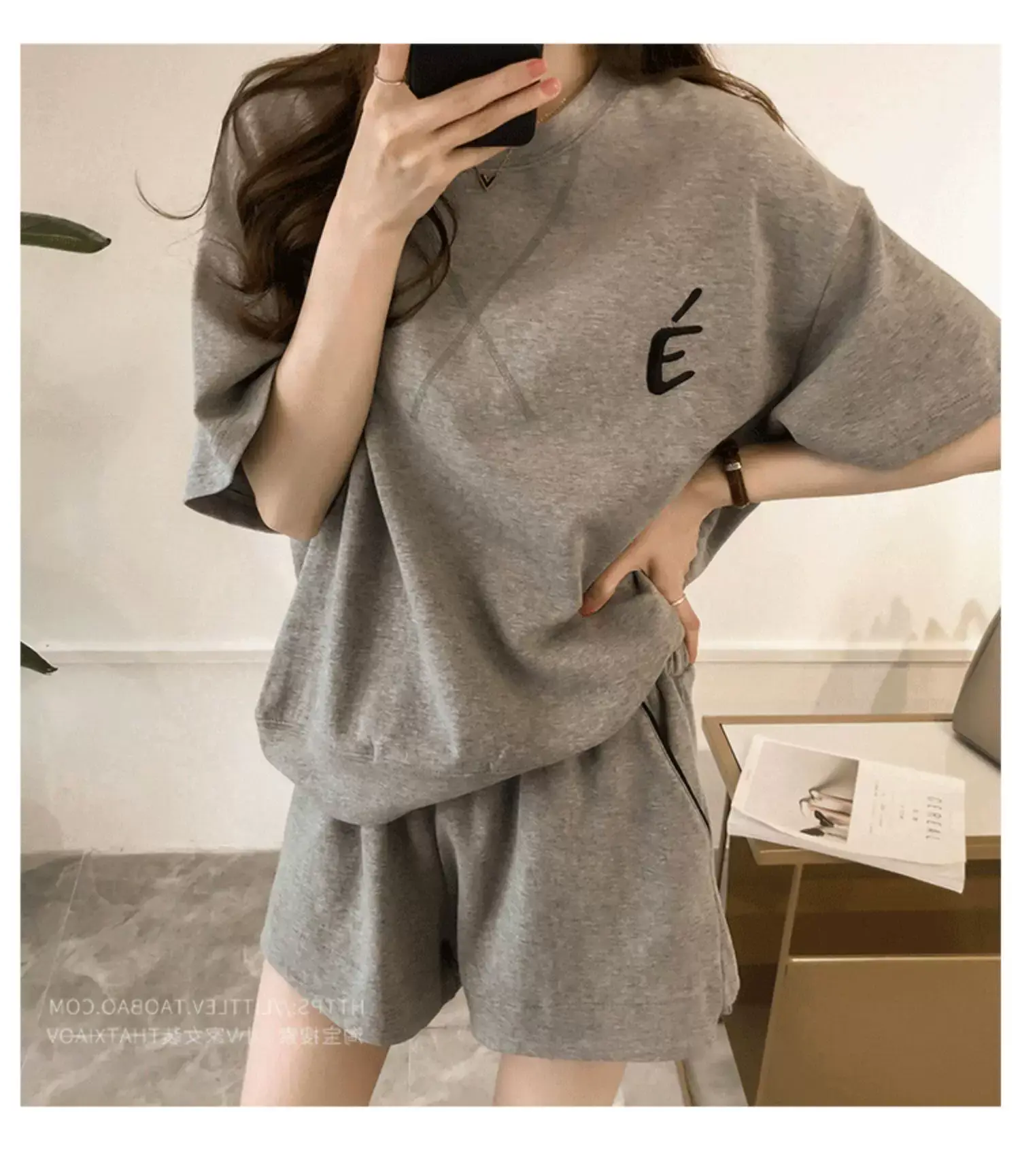 Women Pink Loose Two-Piece Summer Sports Suit — feature 17