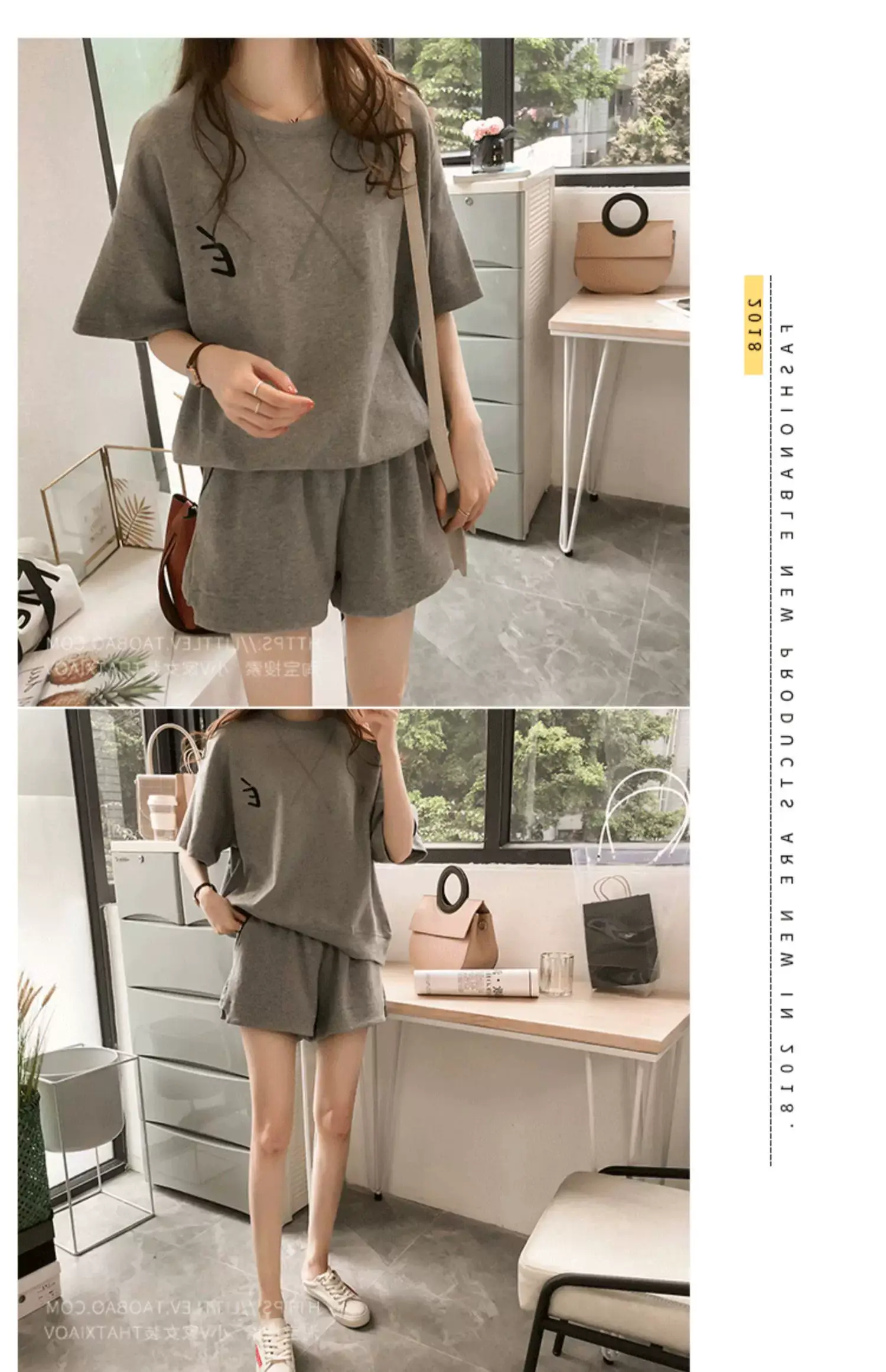 Women Pink Loose Two-Piece Summer Sports Suit — feature 18