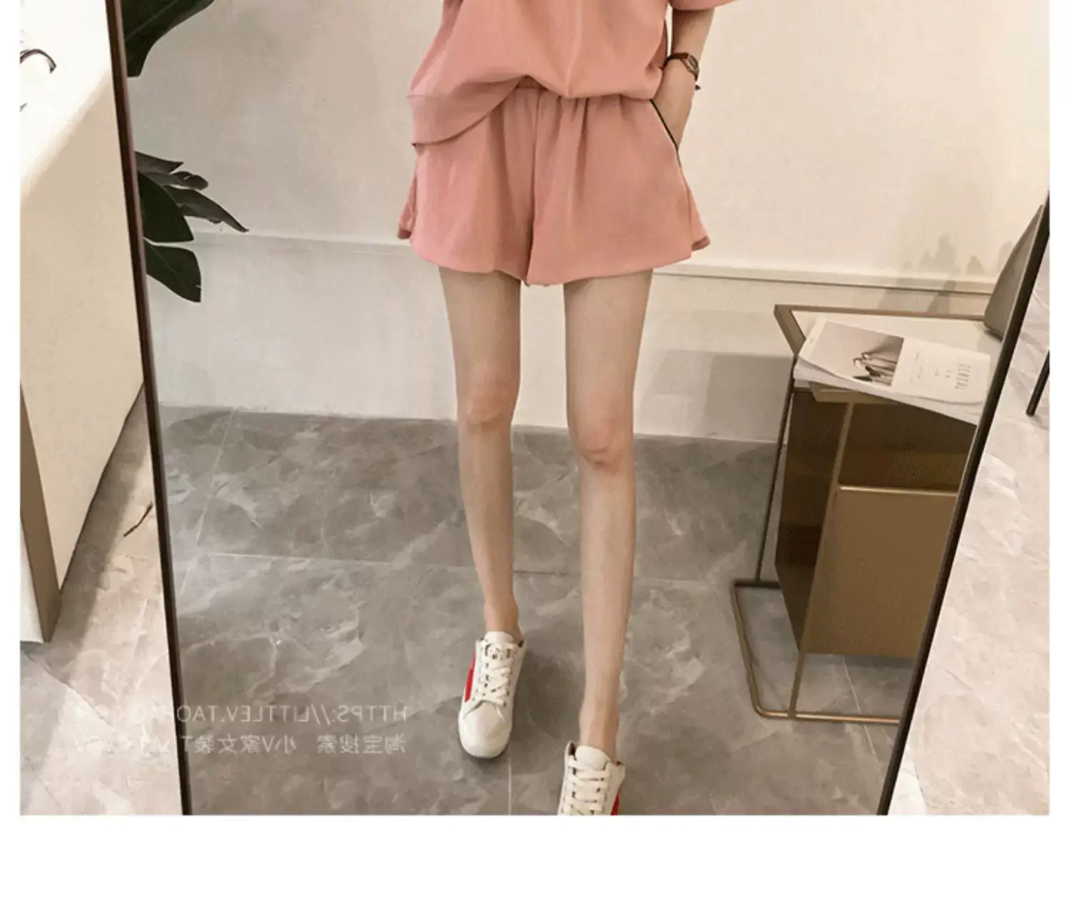 Women Pink Loose Two-Piece Summer Sports Suit — feature 20