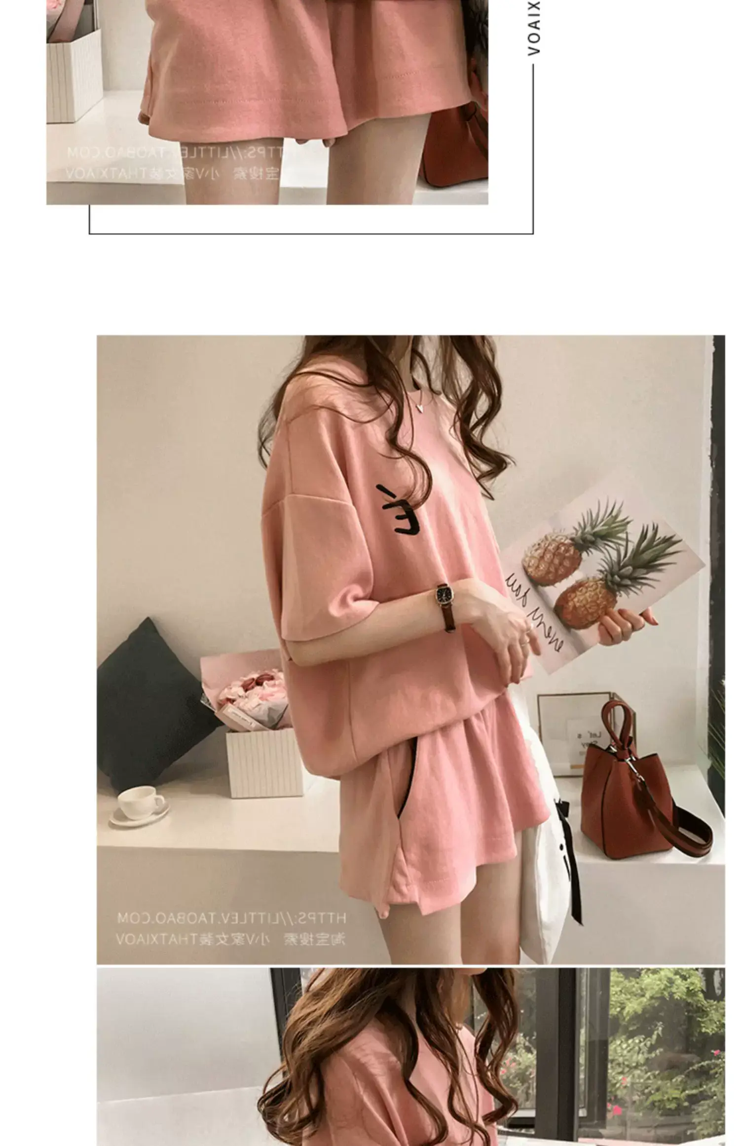 Women Pink Loose Two-Piece Summer Sports Suit — feature 22