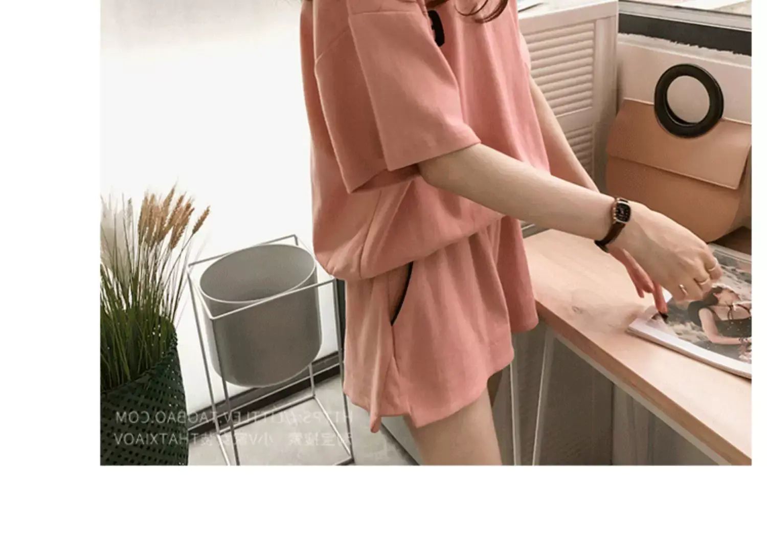 Women Pink Loose Two-Piece Summer Sports Suit — feature 23