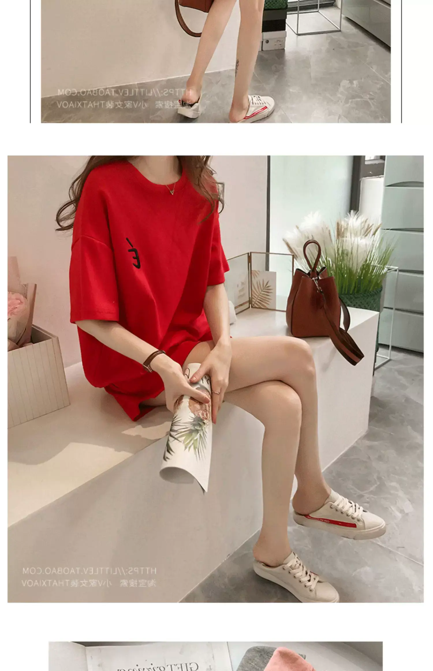 Women Pink Loose Two-Piece Summer Sports Suit — feature 31