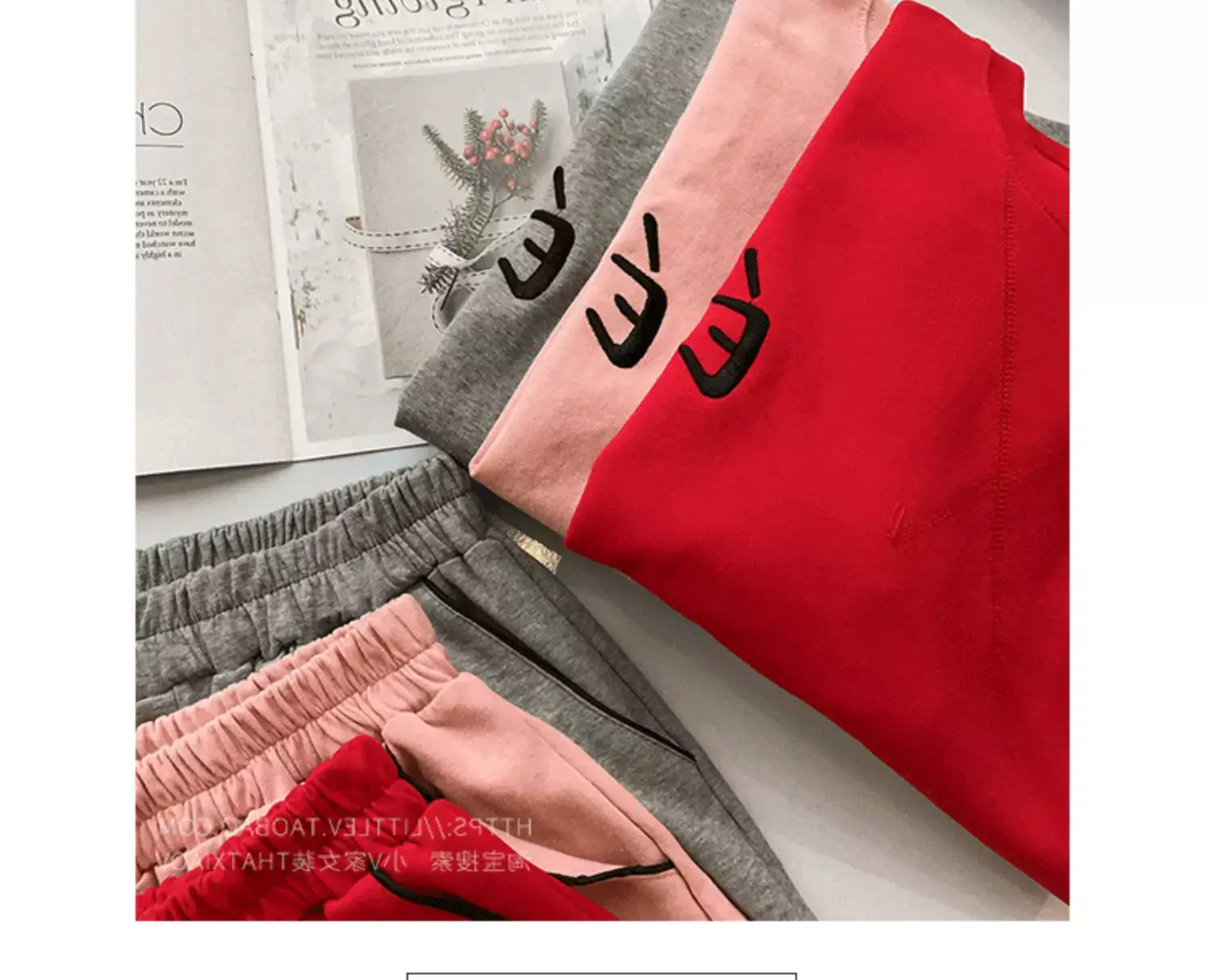 Women Pink Loose Two-Piece Summer Sports Suit — feature 32