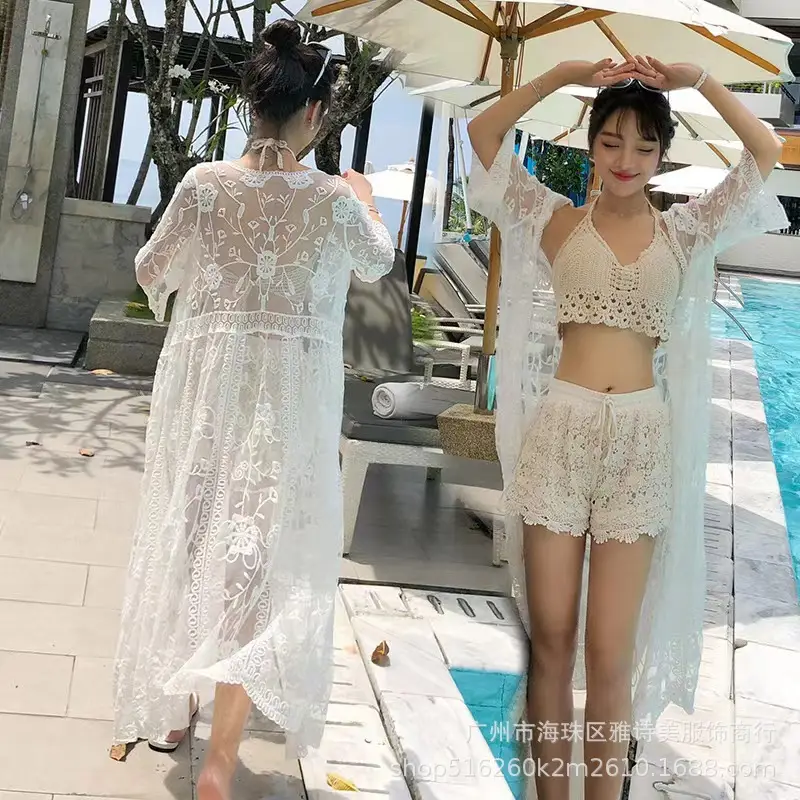 White Lace 3-Piece Hot Spring Beach Set for Women - Image 7