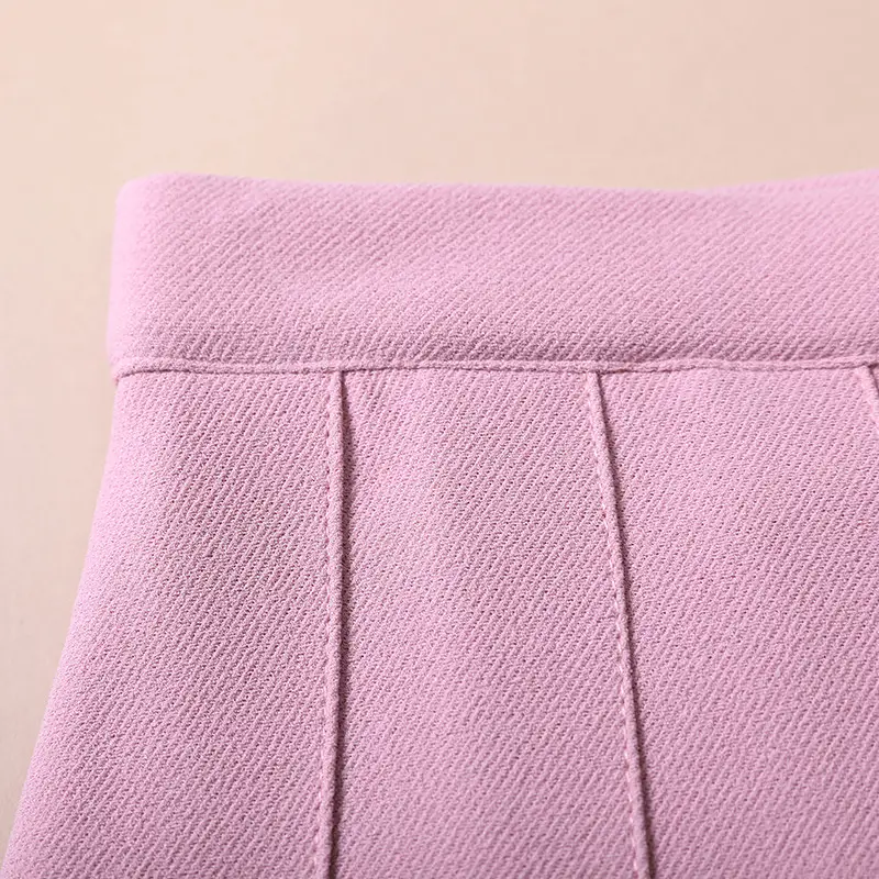 Orange Elastic Waist Pleated Skirt for Women - Image 45