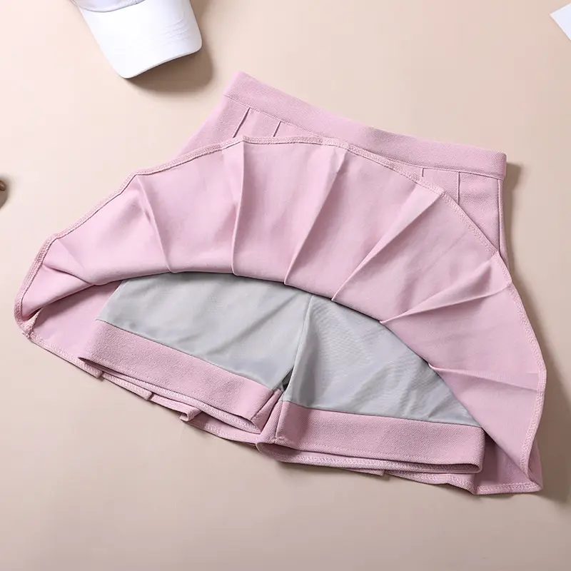 Orange Elastic Waist Pleated Skirt for Women - Image 46