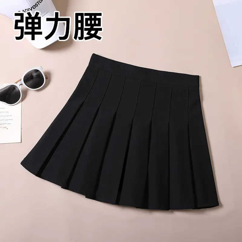 Orange Elastic Waist Pleated Skirt for Women - Image 8
