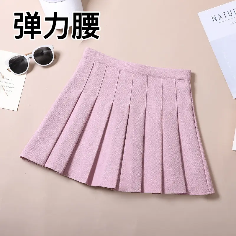 Orange Elastic Waist Pleated Skirt for Women - Image 15