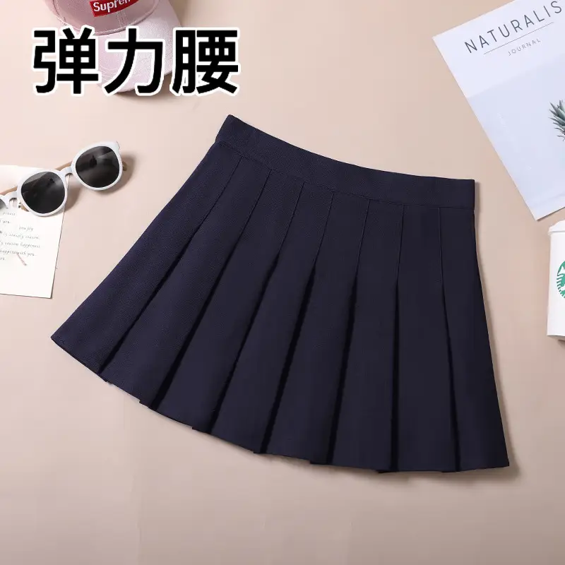 Orange Elastic Waist Pleated Skirt for Women - Image 22