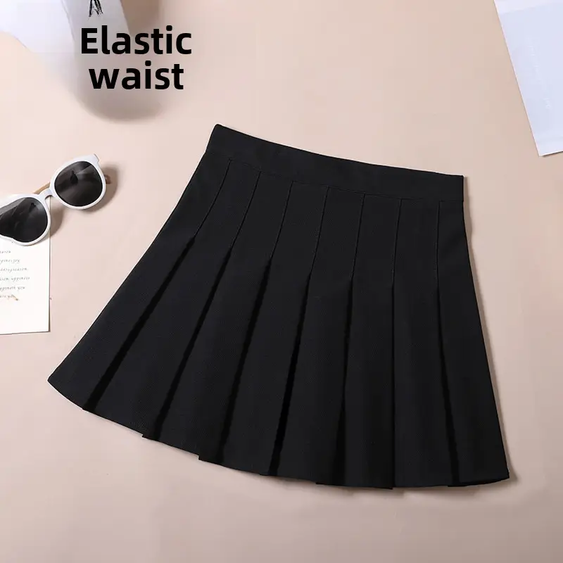 Orange Elastic Waist Pleated Skirt for Women - Image 11