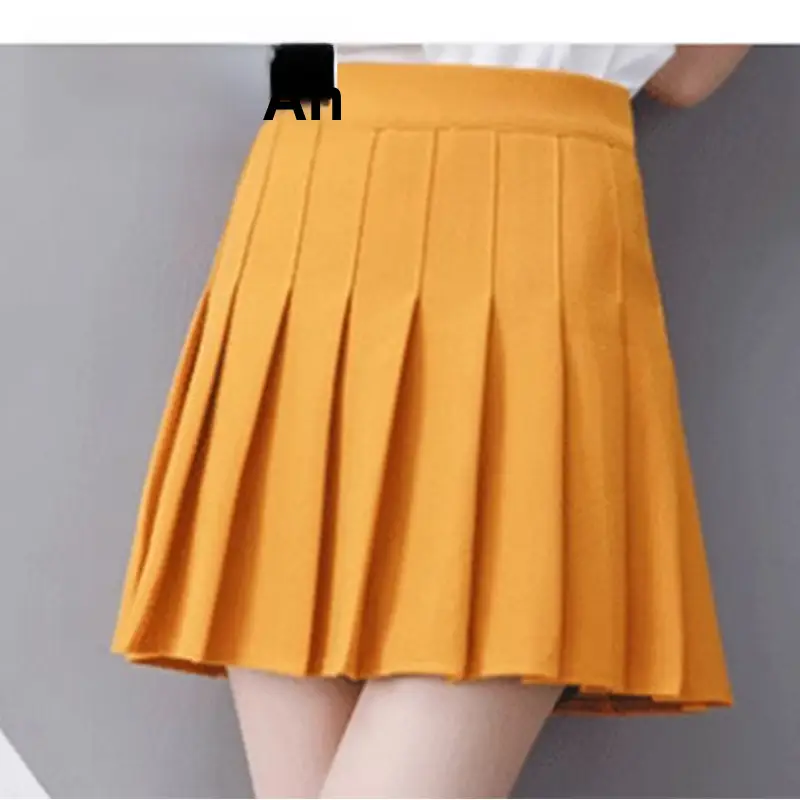 Orange Elastic Waist Pleated Skirt for Women - Image 38