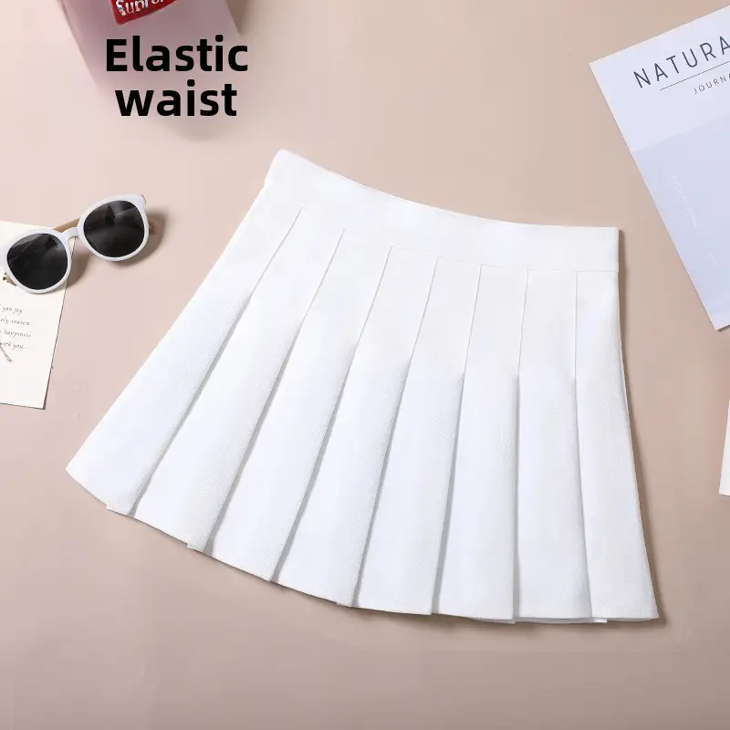 Orange Elastic Waist Pleated Skirt for Women - Image 6