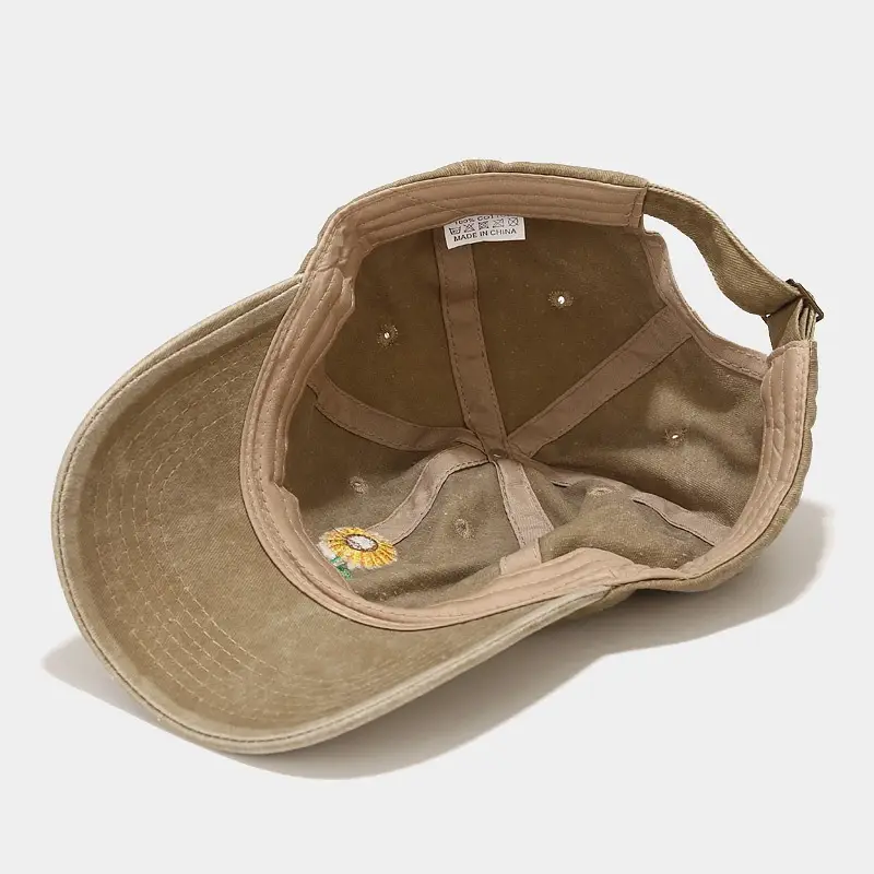 Women Washed Sunflower Embroidered Baseball Cap - Image 10