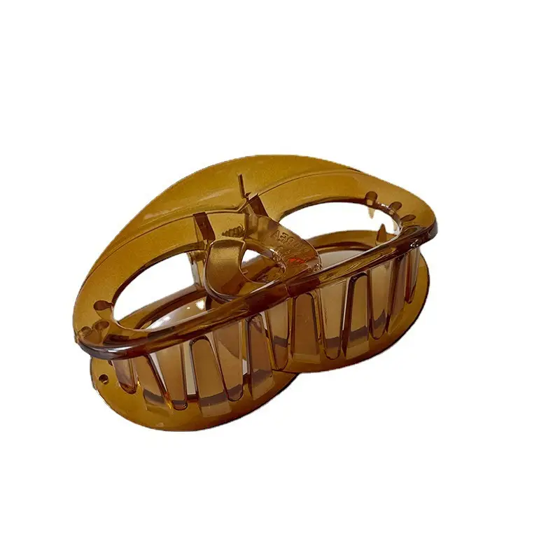 Retro Brown Shark Clip All-Match Oval Double Loop Bagel Medium Hair Grab Clip