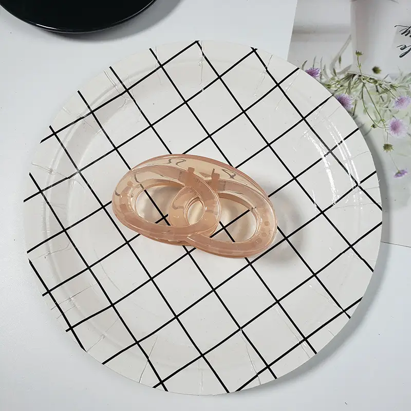 Retro Brown Shark Clip All-Match Oval Double Loop Bagel Medium Hair Grab Clip