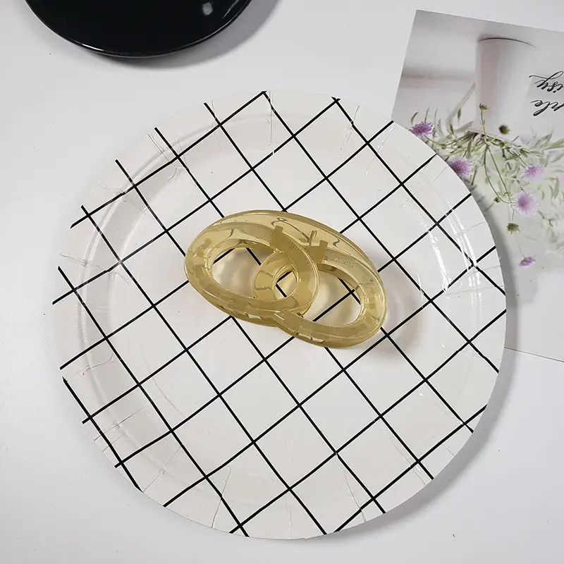 Retro Brown Shark Clip All-Match Oval Double Loop Bagel Medium Hair Grab Clip