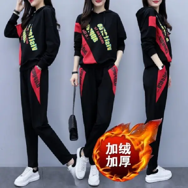 200kg Fat Body Cover Suit Black Red Women Autumn Winter - Image 2