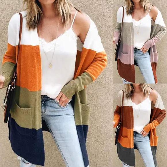 2026 V-Neck Knitted Women's Sweater Beige — feature 13