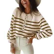 2026 V-Neck Knitted Women's Sweater Beige — feature 34