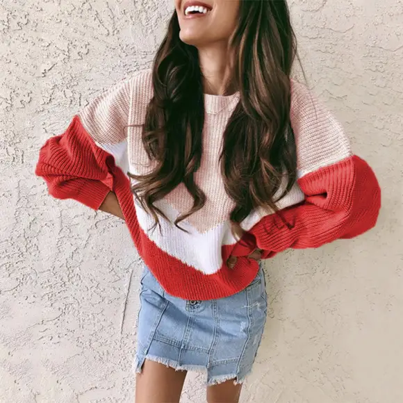 2026 V-Neck Knitted Women's Sweater Beige — feature 4