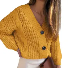 2026 V-Neck Knitted Women's Sweater Beige — feature 44