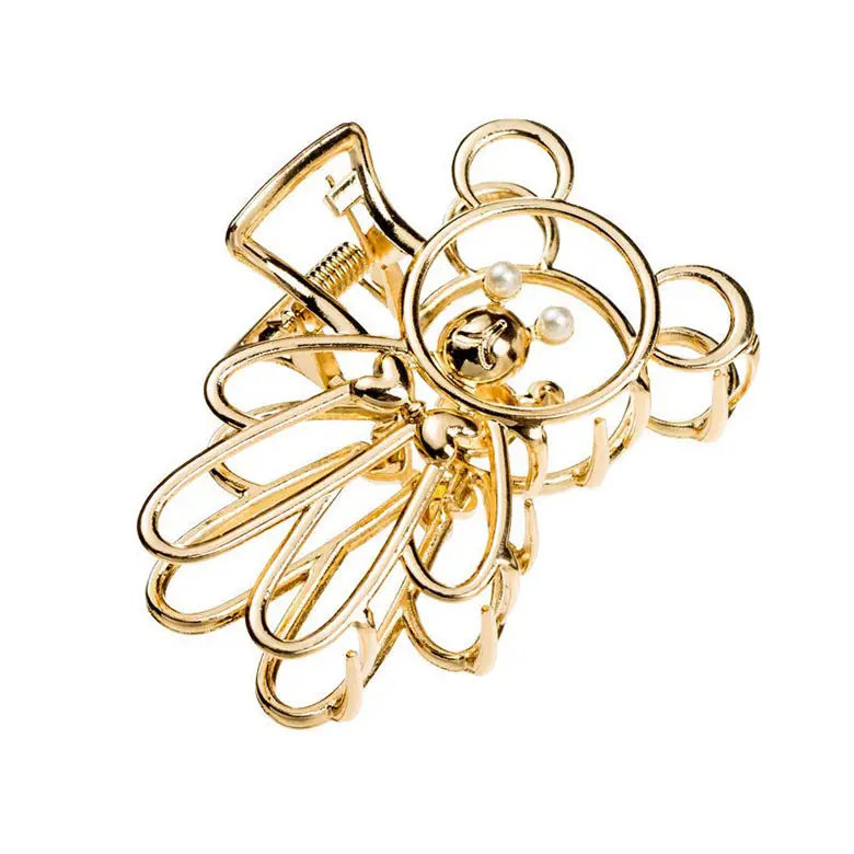Metal Bear Hair Clip with Pearl & Crystal Accents - Image 7