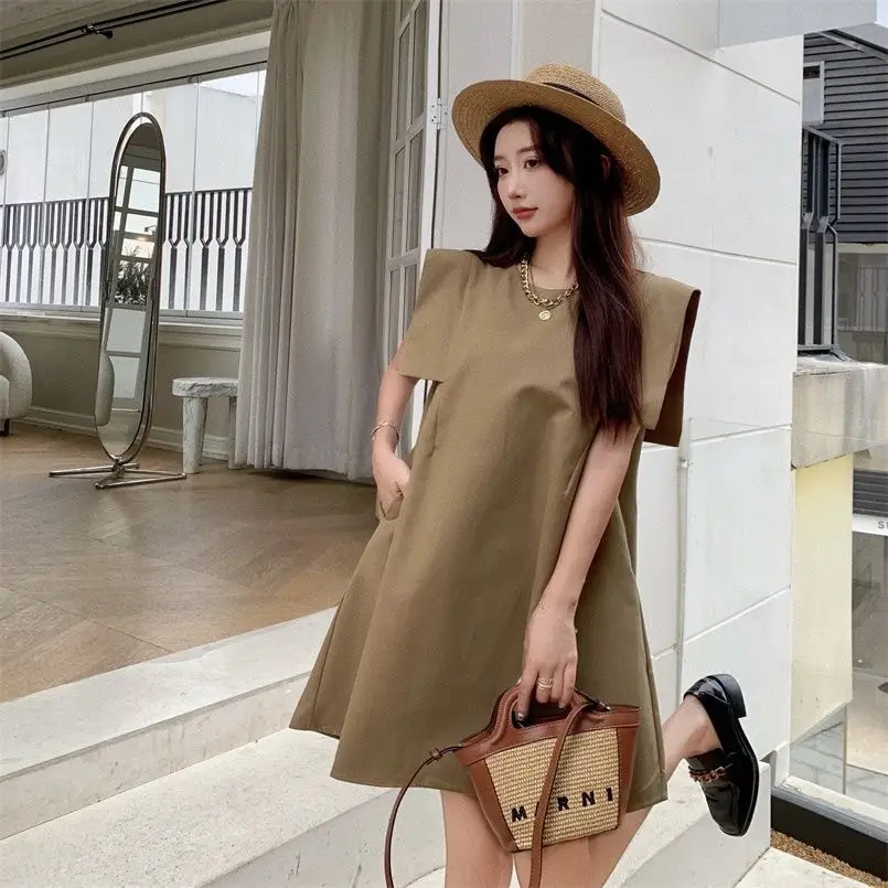Women's Sleeveless A-Line Dress Olive Green 2024 — feature 11