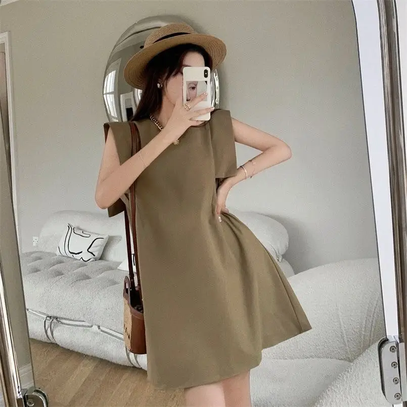 Women's Sleeveless A-Line Dress Olive Green 2024 — feature 13