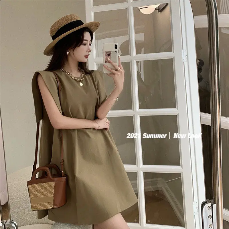 Women's Sleeveless A-Line Dress Olive Green 2024 — feature 17